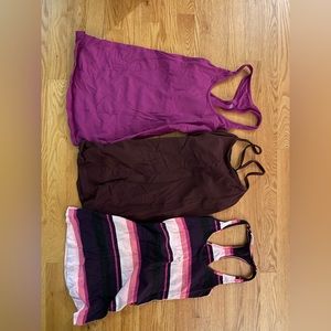 Size 6, 3 pairs of lululemon tank tops